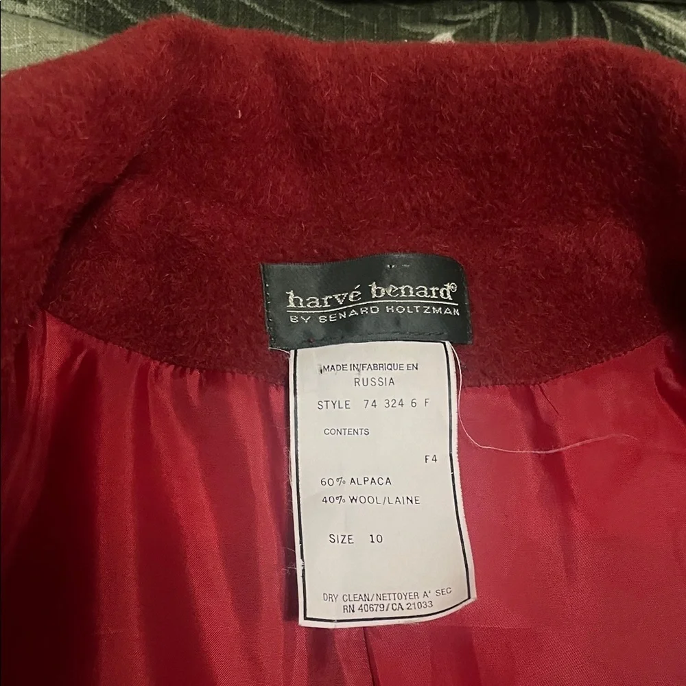 Vintage Harve Benard  by Benard Holtzman Women's Burgundy Pea Coat PERFECT - Picture 6 of 11